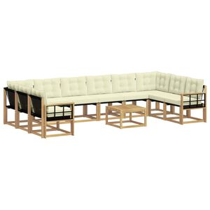 vidaXL Ensemble de canap&eacute;s d'ext&eacute;rieur 11 pc Blanc et cr&egrave;me