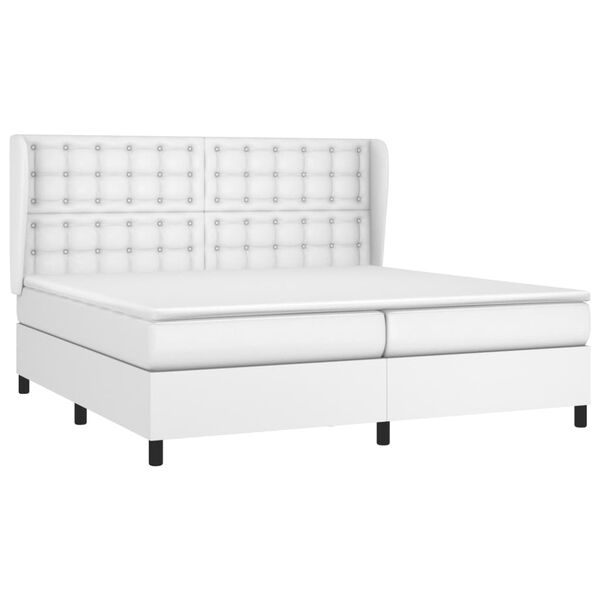 vidaXL Sommier &agrave; lattes de lit avec matelas Blanc 200x200cm Similicuir