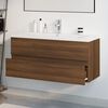 vidaXL Meuble lavabo avec bassin int&eacute;gr&eacute; Ch&ecirc;ne brun Bois d'ing&eacute;nierie