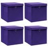 vidaXL Bo&icirc;tes de rangement avec couvercles 4 pcs 28x28x28 cm Violet