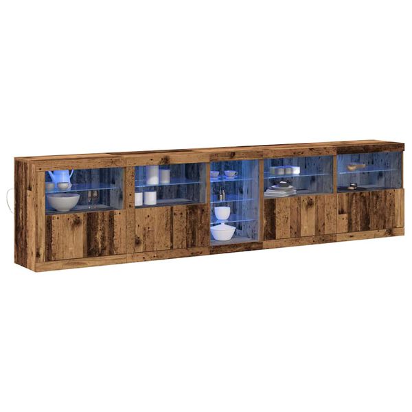 vidaXL Buffet LED Bois ancien 283 x 37 x 67 cm Bois d'ing&eacute;nierie