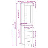 vidaXL Buffet haut Blanc 34,5x34x180 cm Bois d'ing&eacute;nierie
