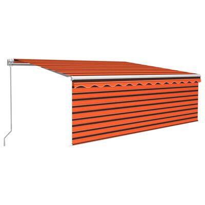 vidaXL Auvent manuel rétractable avec store 4x3 m Orange et marron