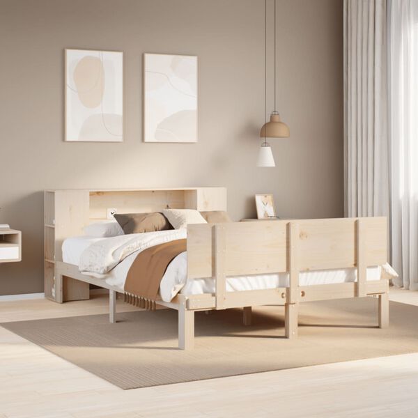 vidaXL Lit biblioth&egrave;que sans matelas 135x190 cm bois de pin massif