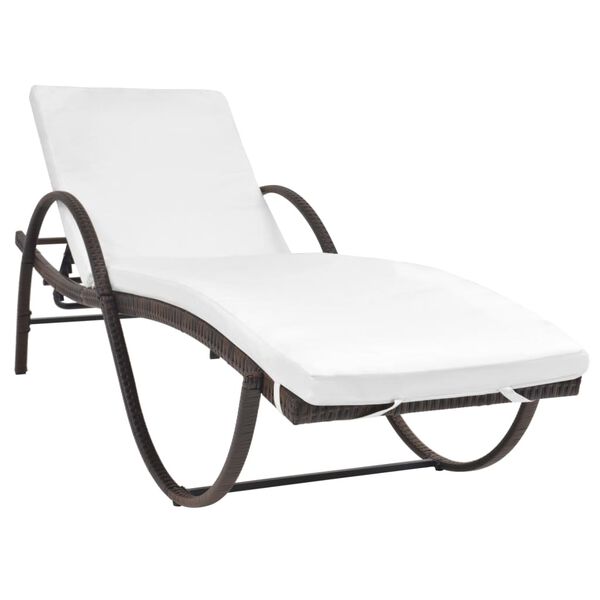 vidaXL Chaises longues lot de 2 avec table r&eacute;sine tress&eacute;e marron
