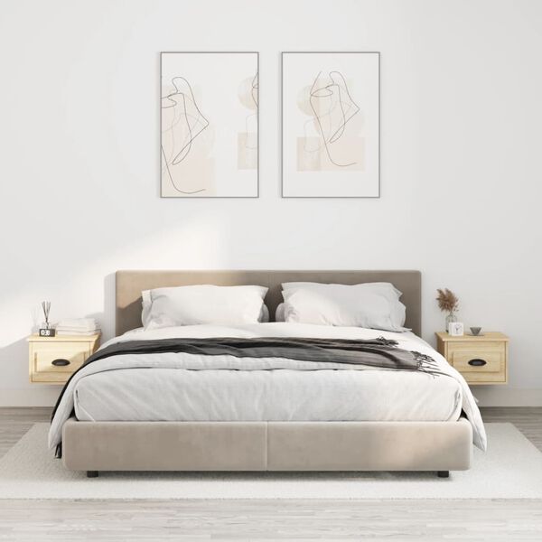 vidaXL Tables de chevet murales 2 pcs ch&ecirc;ne sonoma 41,5x36x28 cm