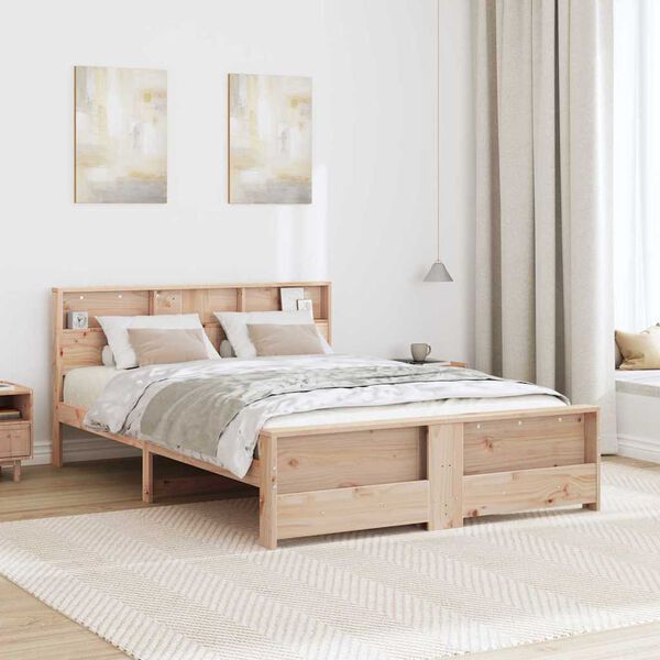 vidaXL Cadre de lit Marron 140 x 200 cm Bois d'ing&eacute;nierie