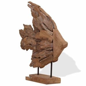 vidaXL Sculpture de poisson teck 40x12x57 cm