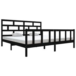 vidaXL Cadre de lit sans matelas noir bois massif 200x200 cm