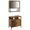 vidaXL Ensemble de mobilier de salle de bain avec &eacute;tag&egrave;re 2 pcs Marron