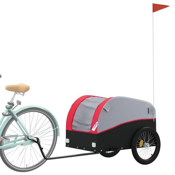 vidaXL Remorque de v&eacute;lo noir et rouge 45 kg fer