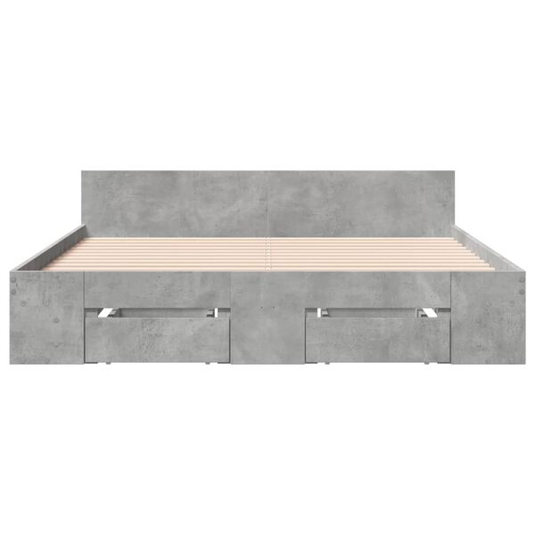 vidaXL Cadre de lit avec tiroirs sans matelas gris b&eacute;ton 135x190 cm
