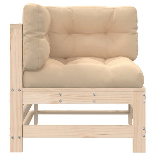 vidaXL Canap&eacute; d'angle avec coussins bois de pin solide
