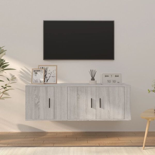 vidaXL Ensemble de meubles TV 2 pcs Sonoma gris Bois d'ing&eacute;nierie