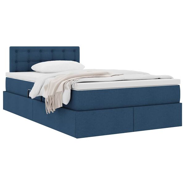 vidaXL Lit avec rangement et matelas avec matelas Bleu 120 x 200 cm