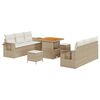 vidaXL Ensemble de canap&eacute; de jardin avec coussin 9 pcs Beige polyrotin