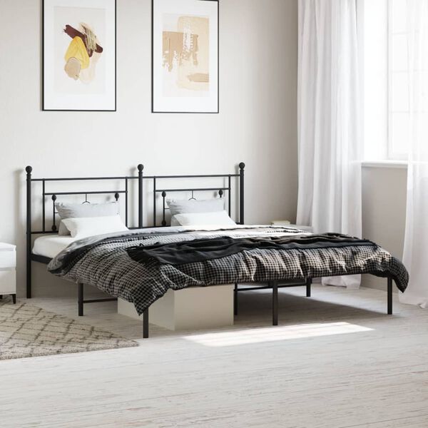 vidaXL Cadre de lit m&eacute;tal sans matelas avec t&ecirc;te de lit noir 183x213cm