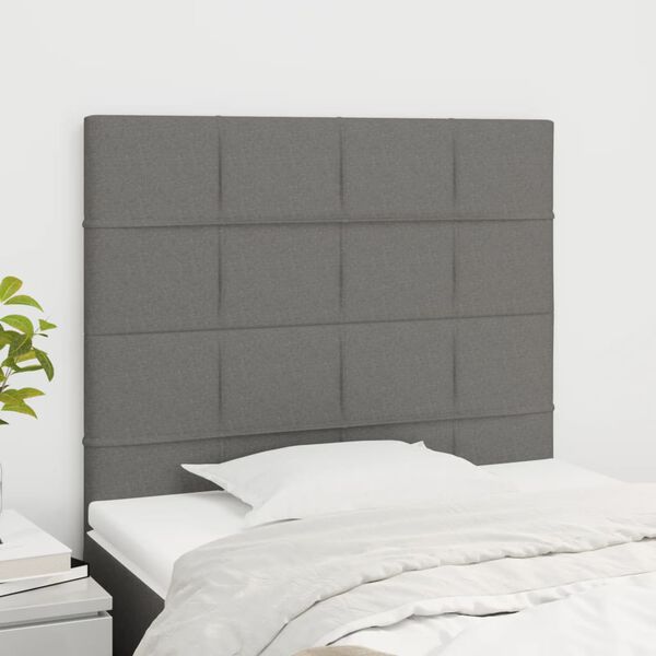 vidaXL T&ecirc;te de lit Gris fonc&eacute; 90x5x118/128 cm Tissu
