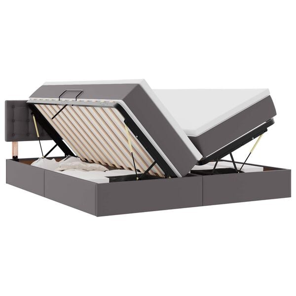 vidaXL Lit avec rangement et LED Gris 180 x 200 cm Cuir synth&eacute;tique