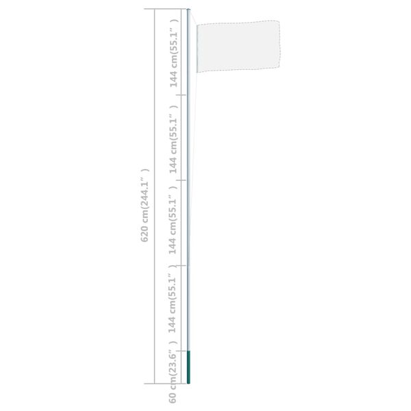 vidaXL M&acirc;t de drapeau sectionnel Aluminium 6,2 m