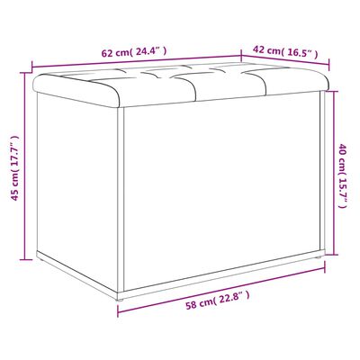 vidaXL Banc de rangement gris béton 62x42x45 cm bois d'ingénierie