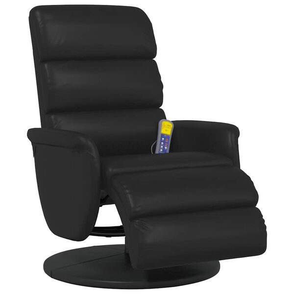 vidaXL Fauteuil inclinable de massage repose-pieds noir similicuir
