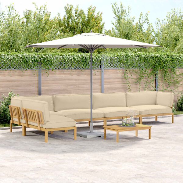vidaXL Ensemble de Canap&eacute;s Uni 6 pcs Beige Bois d'Acacia Massif