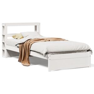 vidaXL Cadre de lit avec t&ecirc;te de lit sans matelas blanc 90x200 cm