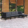 vidaXL Salon de jardin 5 pcs avec coussins Noir Bois de pin