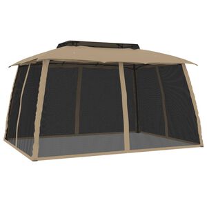 vidaXL Tonnelle avec double toit et parois en filet taupe acier