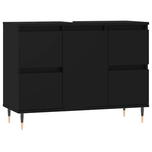 vidaXL Armoire de salle de bain noir 80x33x60 cm bois d'ing&eacute;nierie