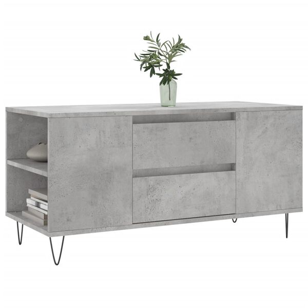 vidaXL Table basse gris b&eacute;ton 102x44,5x50 cm bois d'ing&eacute;nierie