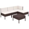 vidaXL Salon de jardin 5 pcs avec coussins r&eacute;sine tress&eacute;e marron