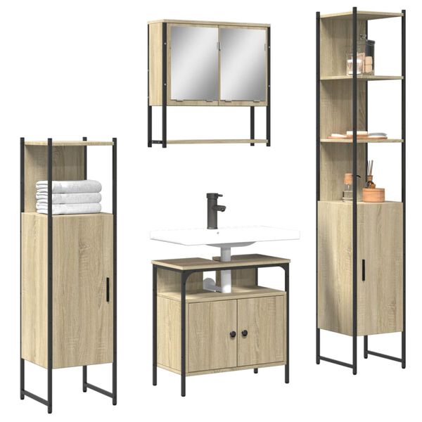 vidaXL Ensemble de meubles de salle de bain 4 pcs ch&ecirc;ne sonoma