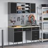 vidaXL Placard de travail 8 pcs Noir Bois d'ing&eacute;nierie et acier