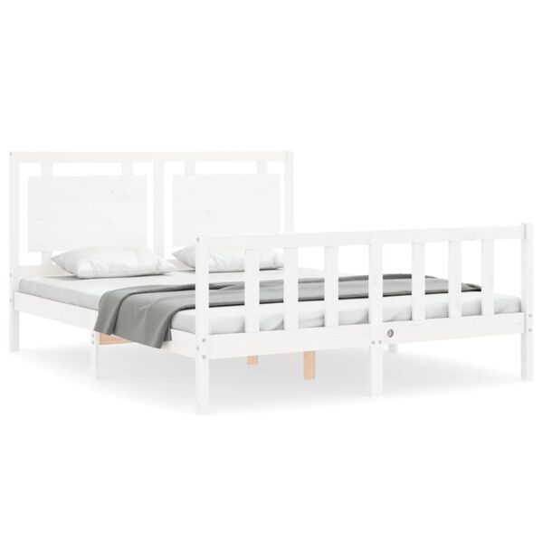 vidaXL Cadre de lit sans matelas blanc 160x200 cm bois de pin massif