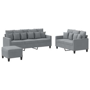 vidaXL Ensemble de canap&eacute;s 3 pcs avec coussins Gris clair Tissu