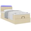 vidaXL Lit ottoman avec matelas et LED cr&egrave;me 90x200 cm tissu