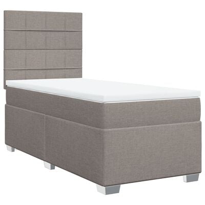 vidaXL Sommier à lattes de lit avec matelas Taupe 100x200 cm Tissu