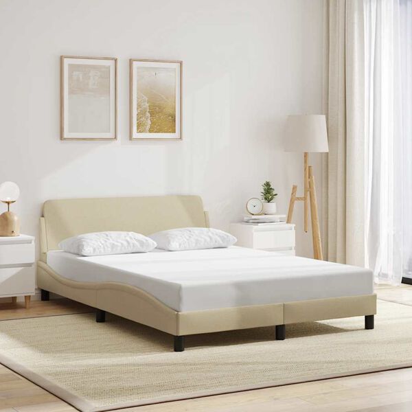 vidaXL Cadre de lit Dover cr&egrave;me 120x200 cm tissu