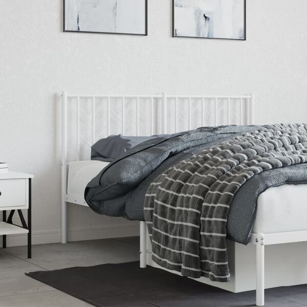 vidaXL T&ecirc;te de lit m&eacute;tal blanc 135 cm