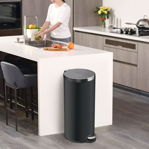 EKO Poubelle &agrave; p&eacute;dale Artistic 30 L Noir mat