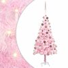 vidaXL Arbre de No&euml;l artificiel pr&eacute;-&eacute;clair&eacute; et boules rose 150 cm PVC