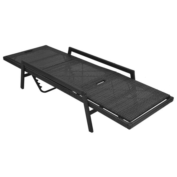 vidaXL Chaise longue avec coussin R&eacute;sine tress&eacute;e Noir