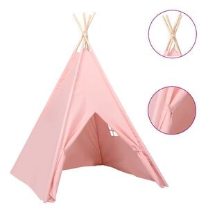 vidaXL Tente tipi d'enfants avec sac Peau de p&ecirc;che Rose 120x120x150 cm