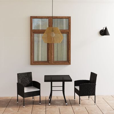 vidaXL Ensemble à dîner de jardin 3 pcs Résine tressée Noir