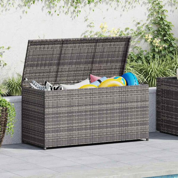 vidaXL Bo&icirc;te de rangement de jardin gris 120x50x60 cm r&eacute;sine tress&eacute;e