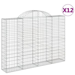 vidaXL Paniers &agrave; gabions arqu&eacute;s 12 pcs 200x30x140/160 cm Fer galvanis&eacute;