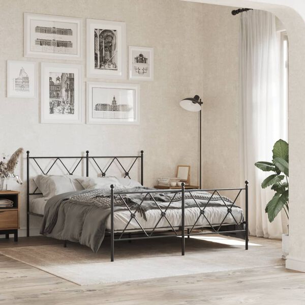 vidaXL T&ecirc;te de lit m&eacute;tal noir 140 cm