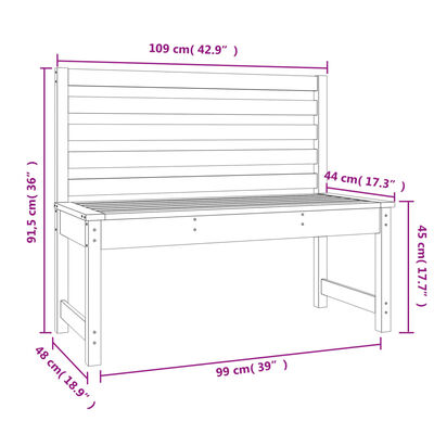 vidaXL Banc de jardin gris 109 cm bois massif de pin